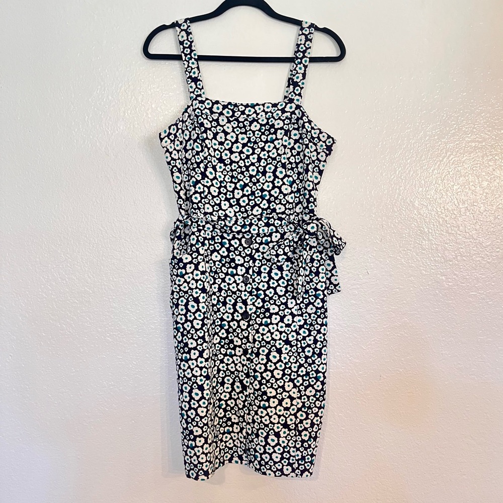 DKNY Belted Floral Midi Dress